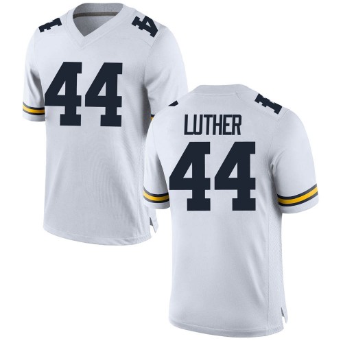 Joshua Luther Michigan Wolverines Men's NCAA #44 White Game Brand Jordan College Stitched Football Jersey AFT0354LH